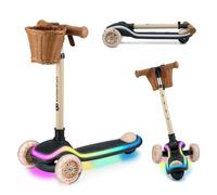 Kinderkraft RKET Trottinette pour Enfants à partir de 1 an, jusqu'à 50 kg, Roues LED, Guidon réglable en Hauteur, Design Moderne, Beige