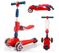 Trottinette à trois roues pour enfants avec siège et roues LED Captain America