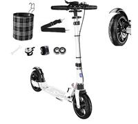 Trottinette Adulte 200 Mm Big Wheel City Scooter avec Freins Et Amortisseurs, Capacité De Charge 150 Kg, Réglable en Hauteur, Trottinette De Ville pour Enfants 8 Ans A