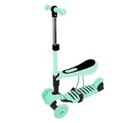 Trottinette avec Siège 3 en 1, 3 Roues Plateau Antidérapant LED, Trottinette Tricycle Réglable en Hauteur, Trottinette Enfant pour Les Enfants de 18 Mois à 8 Ans (Vert)