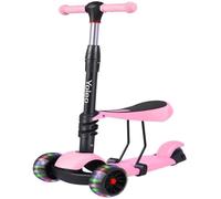 Trottinette avec Siège 3 en 1 pour Enfants - YOLEO - Rose - Plateau Antidérapant LED Roues