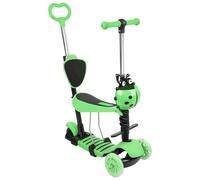 Trottinette avec Siège 5 en 1,Trottinette pour Enfants, Trottinette 3 Roues LED, 3 Roues Plateau Antidérapant LED, Trottinette Tricycle Réglable en Hauteur, 5 in 1 (A) Verde