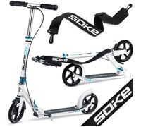 SOKE Trottinette SOKE CITY – grandes roues 20 cm, roulements ABEC-9 – Blanche