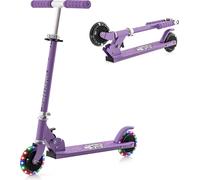 Trottinette COSTWAY Enfant, trottinette à pédales avec roues LED, guidon rabattable, hauteur réglable trottinette enfant city roller kickscooter pour garçons et filles à partir de 3 ans