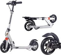 Trottinette De Course Adulte Ultra Large Et Réglable en Hauteur Trottinette De Banlieue D’Une Capacité De 330 LB pour Adolescents Frein à Main à Disque, White