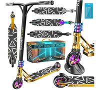 Trottinette de freestyle or - KESSER - Direction 360° - Roues PU 110 mm - Roulements ABEC 9 - Frein en acier Mn