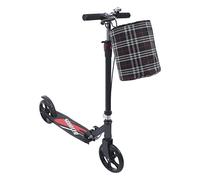 Trottinette de ville pliable avec panier et 4 niveaux de hauteur réglable de 91 à 106 cm, charge maximale de 150 kg, roues en polyuréthane de 21 cm, angle de braquage 70°, frein à main et à pied, pour