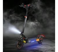 Trottinette électrique 800 W - Vitesse de 24 mph, autonomie de 37 miles, pneus pneumatiques tout-terrain de 10 pouces, conception pliable et compacte, lumières RVB, clignotants, freins à double disque