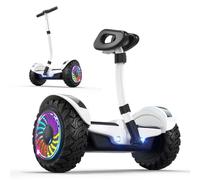 Trottinette électrique Auto-équilibrée, Gyropode Tout-Terrain De 10 Pouces avec Bluetooth, Vitesse De 6 à 15 Km/H, éclairage LED Et Deux Moteurs, Capacité De Charge De 130 Kg.,White
