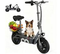 Trottinette Électrique avec Siège et Panier Pliable iScooter F2,Hauteur Réglable,2 Vitesses,500W,7.8Ah,Gris Pour Cadeau