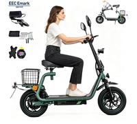 Trottinette Électrique avec Siège - TWOFISH M5PRO-E Vert - 500W - 48V 13AH - Autonomie 30KM - 44KM/H - Penus 12"" - Pliable
