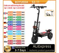 Trottinette électrique BOYUEDA S3-11, 6000W, double moteur, batterie lithium 60V 38AH, tout-terrain, trottinette électrique pour adultes, 11 pouces, trottinette électrique urbaine BOYUEDA S3-11