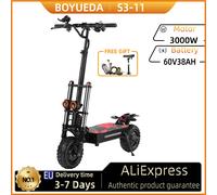 Trottinette électrique BOYUEDA S3-11, 6000W, double moteur, batterie lithium 60V 38AH, tout-terrain, trottinette électrique pour adultes, 11 pouces, trottinette électrique urbaine BOYUEDA S3-11