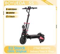 Trottinette électrique BOYUEDA S5-11 6000W à double moteur, contrôle par application activé par NFC, batterie 60V38AH, pneus silencieux pour les trajets urbains BOYUEDA S5-11
