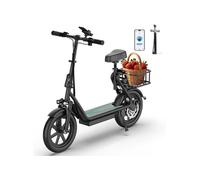 AOVOPRO Trottinette électrique ESBS Avec Siège et Panier 14 pouces- 500W - 10.4Ah - Noir Noir G