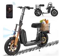 Trottinette électrique iScooter F7 avec siège/Panier-Pliable-16''-1000W-50km Max-3 Mode-45km/h-Batterie amovible-APP-Urbain