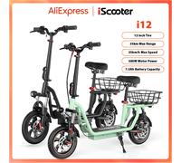 Trottinette électrique iScooter i12 12 pouces, 500W, 25 km/h, 7,5 Ah, pliable, pour adultes, autonomie maximale 35 km, avec siège et panier noir