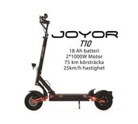 Trottinette électrique JOYOR T10 à double moteur 1000 W - Batterie 60 V 18 Ah, autonomie de 75 km, vitesse de 60 km/h,