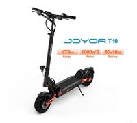 Trottinette électrique Joyor T10, double moteur 2000 W, 10 pouces, tout-terrain, batterie 60 V et 18 Ah, autonomie 75 km - Noir