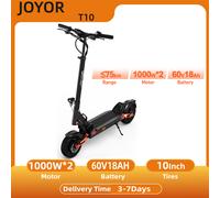 Trottinette électrique JOYOR T10 pour adultes, performances exceptionnelles, moteur 1000W*2, batterie 60V18AH, pneus tout-terrain de 10 pouces. JOYOR T10