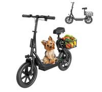 Trottinette Électrique JUICEASE ESBS, Autonomie 35-45KM,14""Avec Siège,500W 10.4.Ah,Vitesse Maximale 25KM/H,Pliable,USB,120KG,Noir
