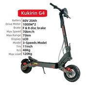 Trottinette Électrique KuKirin G4 - 70 km/h, 75 km Autonomie, Moteur 2000W, IPX4, Pneus 11"" Tout-Terrain
