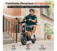 Trottinette Électrique -Lamtier DX5 - Moteur 1500W -Max70 km - Batterie 48V 15.6Ah - Pneu 15 *3 - Frein à disque