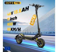 Trottinette électrique OOTD T10 pour adultes, puissance de pointe 900W, batterie 48V 13.5Ah, roues de 11 pouces, autonomie 60 km, vitesse 50 km/h T10 13.5AH Yellow
