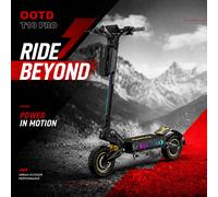 Trottinette électrique OOTD T10 Pro avec double moteur, batterie grande capacité 52V23.4AH, pour la ville, avec éclairage LED, pour trottinette électrique portable MTB de 11 pouces T10 PRO 52V23.4AH