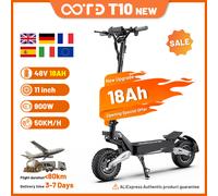 Trottinette électrique OOTD T10, puissance de pointe 900W, batterie 48V 18Ah, écran LED, trottinette électrique pour adultes, pneus tout-terrain de 11 pouces, E-Scooters OOTD T10 18AH
