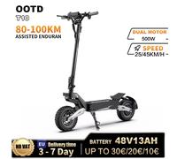 Trottinette électrique OOTD T10, puissance de pointe 900W, batterie 48V13AH, pneus de 11 pouces, pliable, portable, trottinette de ville avec éclairage LED 48V13AH 500W
