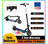 Trottinette Électrique Pliable 6-12 Ans,Moteur 130W,Double Frein,15 km d'Autonomie,3 Vitesses,Hauteur Réglable,Éclairage LED Noir