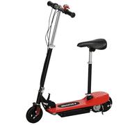 Trottinette électrique pliable enfant 120 W guidon selle réglable 15 Km/h max. suspension AV sonnette rouge noir