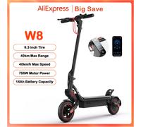 Trottinette électrique pliable iScooter W8 - Pneus de 9,3 pouces, moteur 750W, batterie 48V14Ah, freins, contrôle par application, 40KM/H, éclairage ambiant latéral, trottinette électrique pour W8