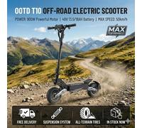 Trottinette électrique portable OOTD T10, puissance de pointe 900W, batterie 48V 13,5/18 Ah, trottinette électrique pour adultes, pneus tout-terrain de 11 pouces 900W Peak Power 48V13.5Ah