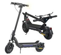 Trottinette électrique pour adulte - Design tout-terrain pliable avec double amortissement des essieux avant et arrière, EABS + freins à disque avant/arrière, charge de 150 kg, équipé de phares