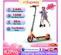 Trottinette électrique pour enfants K2Pro, moteur 150W, pneus de 6 pouces, batterie 18V, vitesse maximale 16km, portée 6-9km, Orange, noir, 3 vitesses avec LED orange