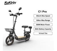 Trottinette électrique rétro KuKirin C1 Pro 500 W, autonomie de 100 km, 45 km/h, batterie 26 Ah, pneus 14"" et panier de rangement