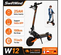 Trottinette électrique tout-terrain à double moteur W12 11 pouces 3000W 25Ah, autonomie maximale 100KM, vitesse maximale 70 km/h, trottinette pliable W12