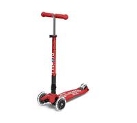 Trottinette enfant 3 roues - Maxi Micro - Deluxe Pliable LED - Rouge - Guidon réglable 61-85 cm - 50 kg max