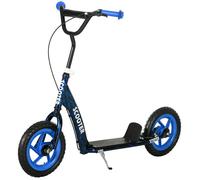 Trottinette enfant - AIYAPLAY - patinette scooter 6-12 ans grandes roues Ø 30 cm frein béquille - acier - bleu