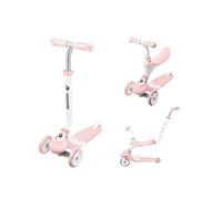 HyperMotion Trottinette Évolutive Modulable pour Enfant de 1 à 5 ans 5 en 1 Vélo Poussoir Repose-pieds Selle Volant Réglable - Rose Rose G