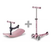 Micro Mobility – Trottinette Mini Micro Rock & Go – Deluxe évolutive LED Rose poudré pour enfants