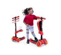 Trottinette Enfant - Hurtle - Rouge - 3 roues LED colorées - siège amovible