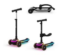 Trottinette Enfant Kinderkraft RAKET UP 2 en 1 avec Siège Réglable Roues LED Pliable Hauteur Ajustable Noir