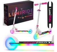 Trottinette enfant - LUMI RIDE - 2 Roues, 7 couleurs LED, 20 programmes - 3+ ans, 50 kg, pliable, réglable - Blanc