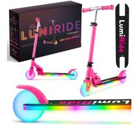 Trottinette enfant - LUMI RIDE - 2 Roues, 7 couleurs LED, 20 programmes - 3+ ans, 50 kg, pliable, réglable - Fuchsia