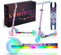 Trottinette enfant - LUMI RIDE - 2 Roues, 7 couleurs LED, 20 programmes - 3+ ans, 50 kg, pliable, réglable - Licorne