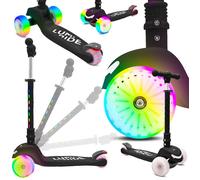 Trottinette enfant - LUMI RIDE - 3 Roues, 7 couleurs LED, 20 programmes - 3+ ans, 50 kg, pliable, réglable - Noir