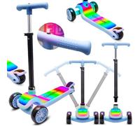 Trottinette enfant - LUMI RIDE - 3 Roues, 7 couleurs LED, 20 programmes - 3+ ans, 50kg, pliable, réglable - Bleu
